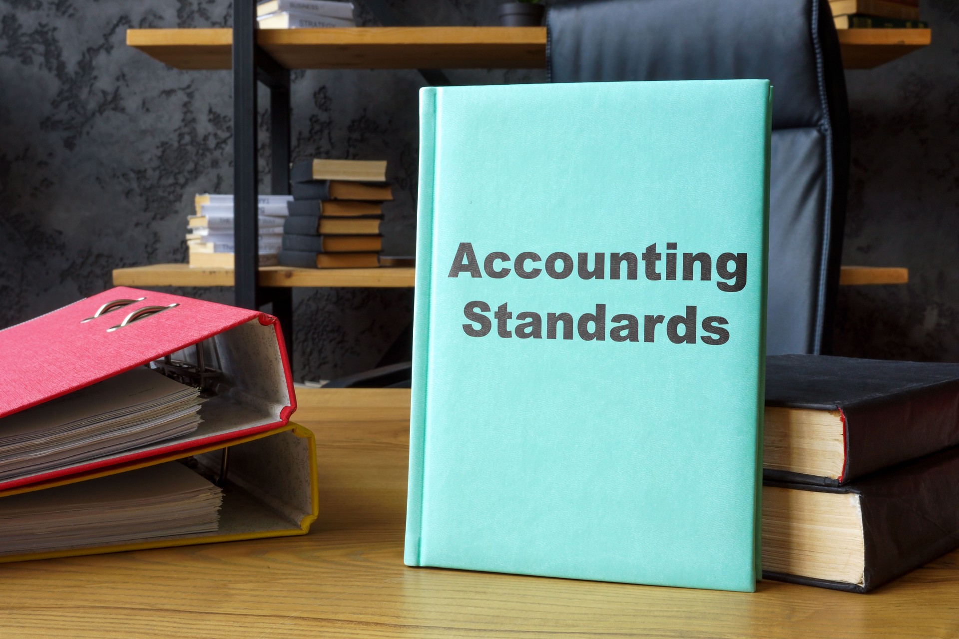 Accounting standards book in an office. Financial compliance.